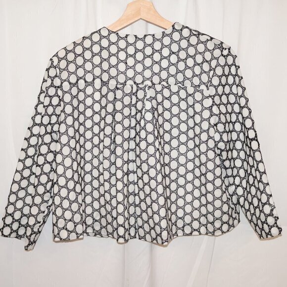 Onque Casuals Size Large Cropped Jacket White Black 3/4 Sleeves One Button - Picture 8 of 14